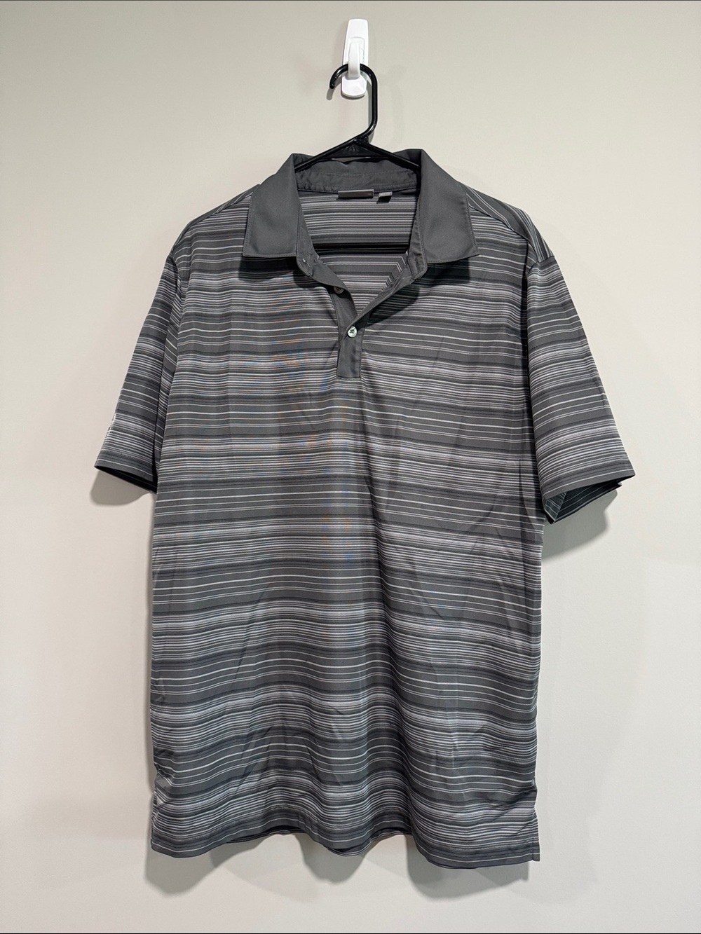 Ashworth Gray Striped Performance Polo Shirt